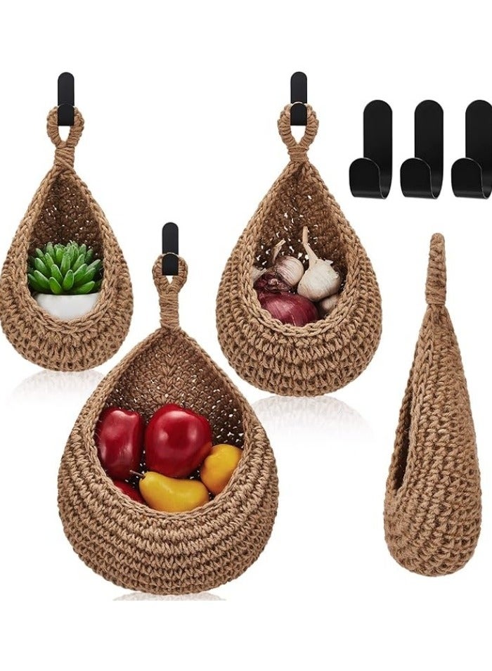 Hanging Wall Basket Teardrop Hanging Baskets Onion Basket Coat Bohemian Storage Fruit Wall Hooks for Kitchen Wall Home Restaurant Storage Vegetable, 3 Sizes  - Image 1