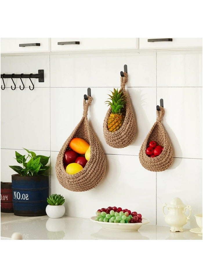 Hanging Wall Basket Teardrop Hanging Baskets Onion Basket Coat Bohemian Storage Fruit Wall Hooks for Kitchen Wall Home Restaurant Storage Vegetable, 3 Sizes  - Image 4