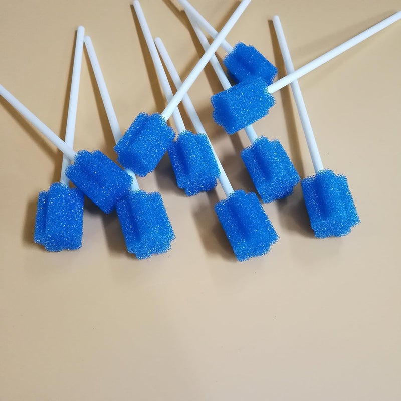 MUNKCARE Disposable Oral Swabsticks Mouth Cleaning Sponge Swab, Blue Coarse Sponge Plum Blossom Shaped, 150 counts - Image 2