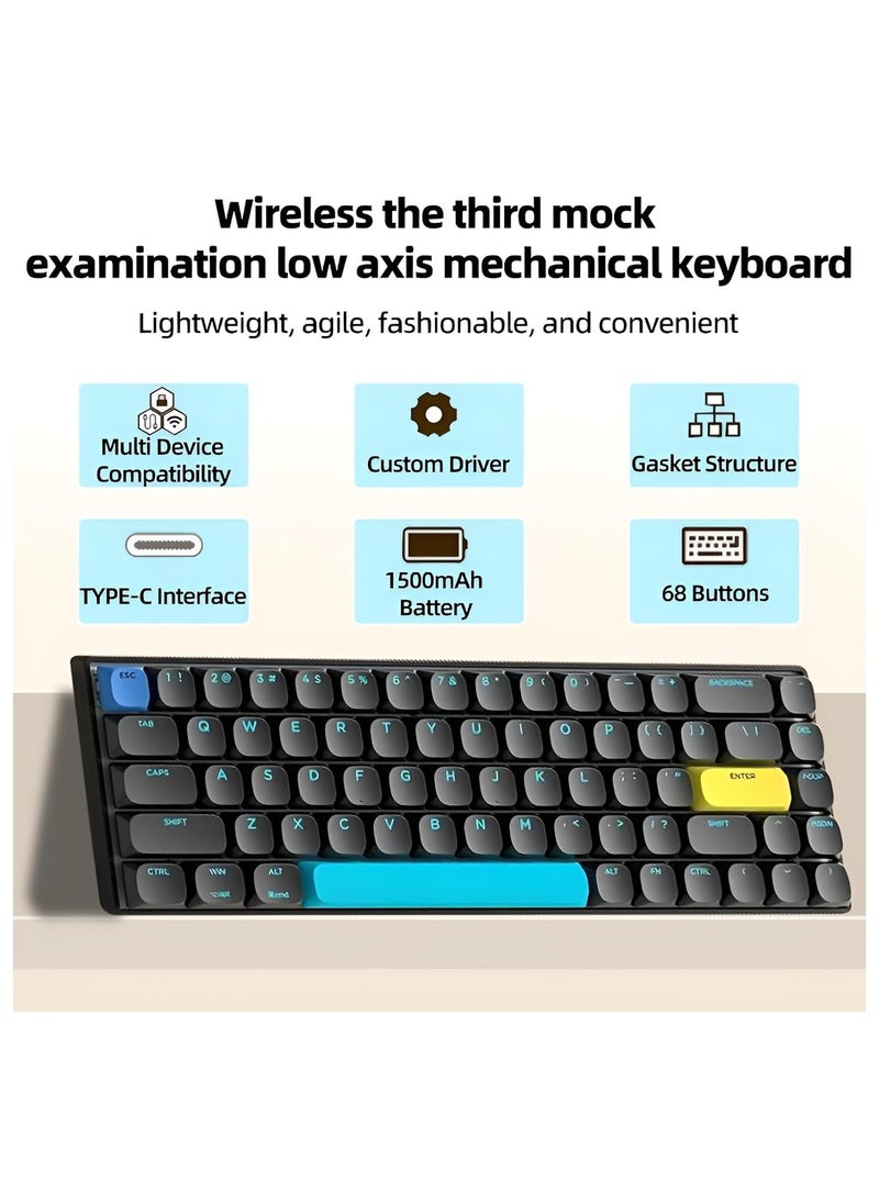 XVersion Slim Wireless Mechanical Keyboard, 68-Key Hot-Swappable Gaming Keyboard with Bluetooth & 2.4G Connectivity, Red Switches, Compatible with Mac & Windows - White  - Image 2