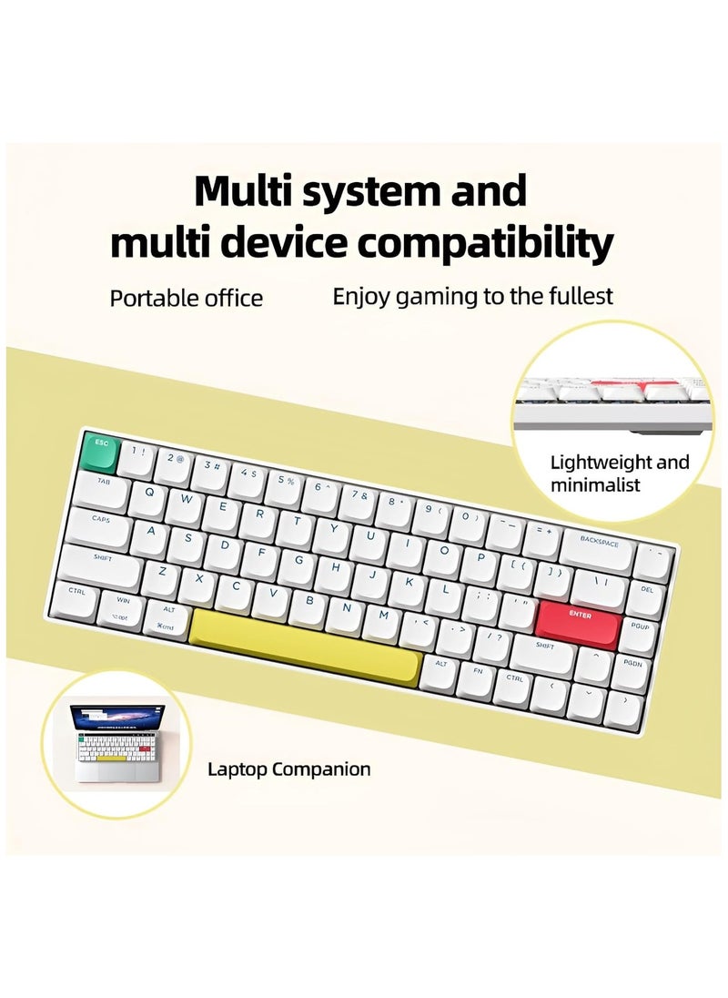 XVersion Slim Wireless Mechanical Keyboard, 68-Key Hot-Swappable Gaming Keyboard with Bluetooth & 2.4G Connectivity, Red Switches, Compatible with Mac & Windows - White  - Image 4