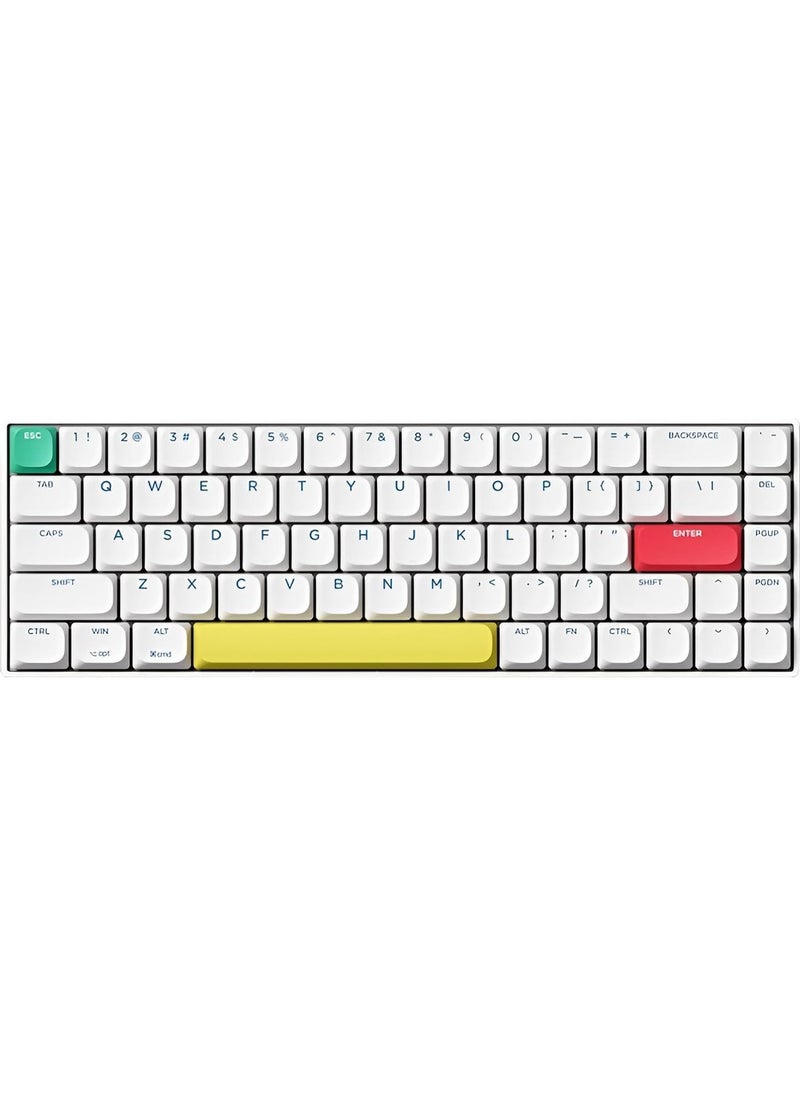 XVersion Slim Wireless Mechanical Keyboard, 68-Key Hot-Swappable Gaming Keyboard with Bluetooth & 2.4G Connectivity, Red Switches, Compatible with Mac & Windows - White  - Image 5