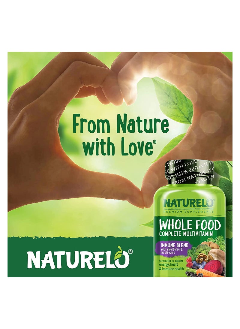 NATURELO - Whole Food Complete Multivitamin And Immune Blend With Elderberry, Mushrooms Formulated To Support Energy.Heart & Immune Health - 60 Vegetarian Capsules - Image 1