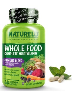 Whole Food Complete Multivitamin And Immune Blend With Elderberry, Mushrooms Formulated To Support Energy.Heart & Immune Health - 60 Vegetarian Capsules