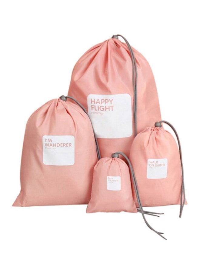 NIBEMINENT 4 Piece Waterproof Shoe Storage Bag Pink/White  - Image 1