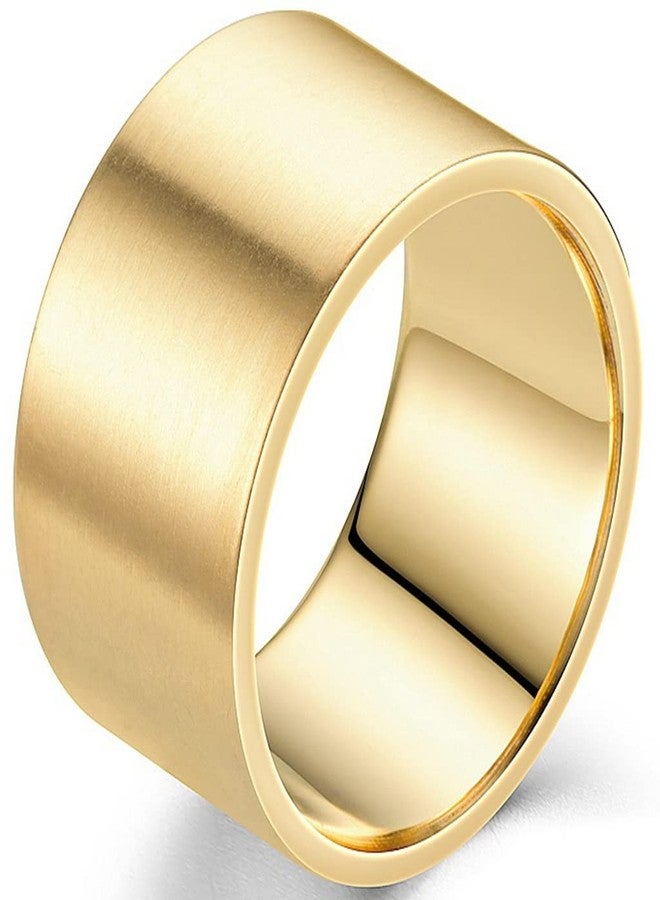 Jude Jewelers 12mm Stainless Steel Matte Brushed Classic Simple Plain Wedding Band Statement Biker Anniversary Ring (Gold, 10)