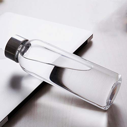 Encheng Glass Water Bottles,16oz Glass Drinking Bottle With Leakproof Stainless Steel Cap,Reusable Juice Bottles Beverage Drinkware,To Go Travel Bottles For Drink,Sauce,8Pack - Image 3