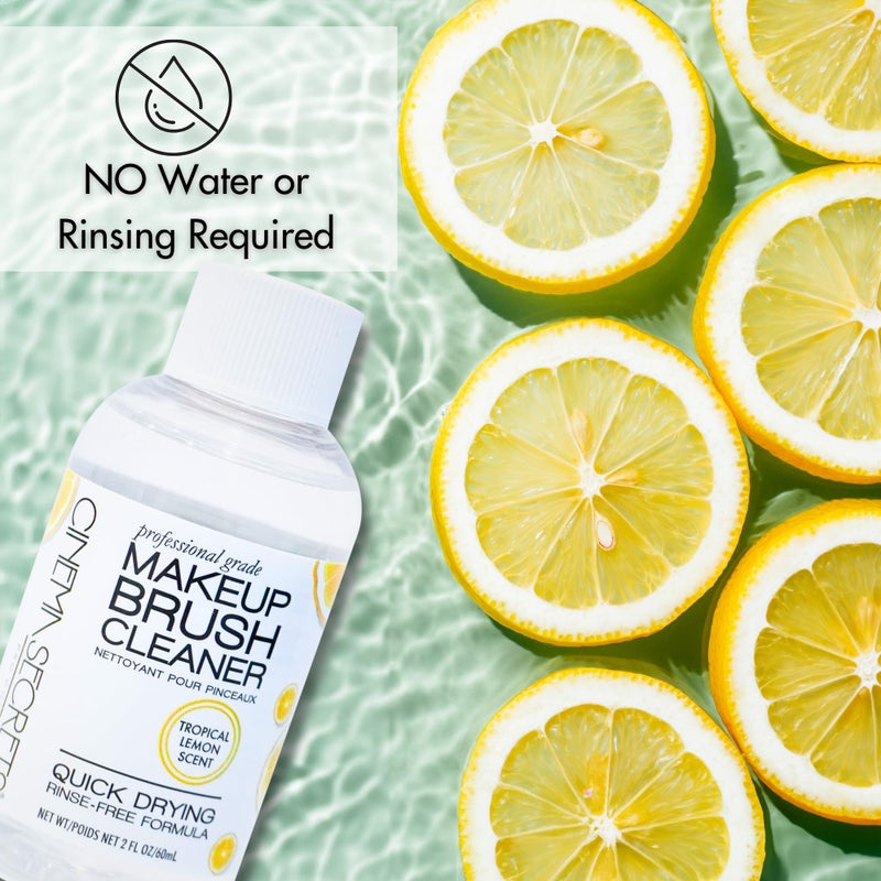 Cinema Secrets Original Makeup Brush Cleaner Solution - Professional Cleanser for Makeup Brushes - Quick-Drying, Rinse-Free Formula - Removes Stubborn Waterproof Make Up - Lemon (2 fl oz) - Image 4