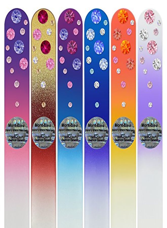 Mont Bleu Gift Set Of 5 + 1 Free Glass Nail Files Hand Decorated With Crystals Womens Gifts Handmade Gifts Czech Tempered Glass Best Crystal Nail Files Kit For Natural Nails - Image 2