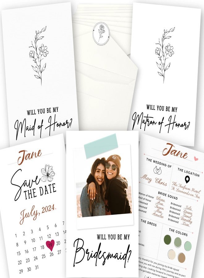 STOFINITY Will You Be My Bridesmaid Card - 8 Bridesmaid Proposal Card, 1 Will You Be My Maid Of Honor Card, 1 Will You Be My Matron Of Honor Proposal, Bridesmaid Proposal Gifts Ideas and Stickers - Image 1