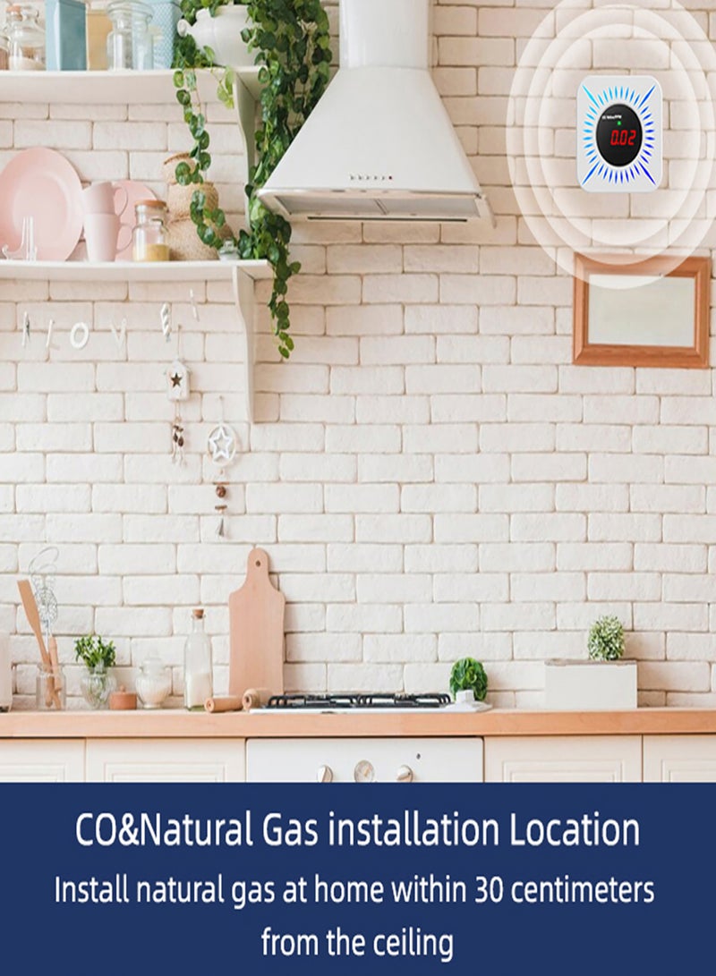 Tuya WiFi CO Combustible Gases Leak Detector Portable Carbon Monoxide Gases Leakage Tester Multifunctional Gases Concentration Tester Household Air Quality Tester APP Remote Alarm Gases Sniffer Test - Image 3