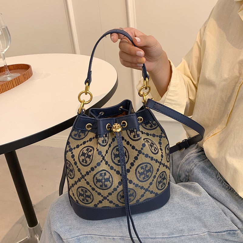 Bag Women'S Fashion Old Flower Vintage Drawstring Bucket Bag Elegant All-Match Texturized Shoulder Crossbody Women'S Bag - Image 4