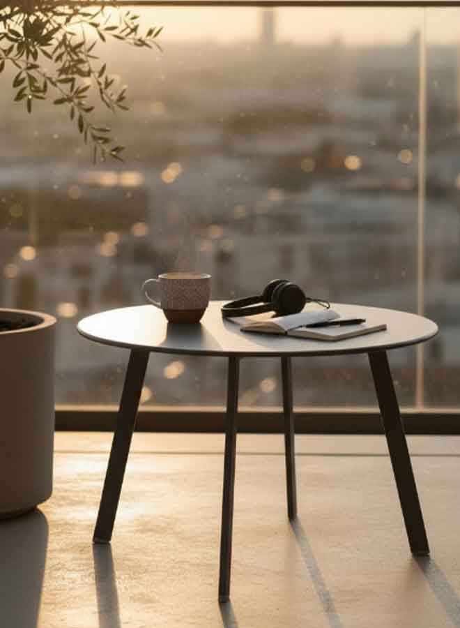 Hesperide Saona Round Garden Side Table Graphite Grey 70 x 40 cm 159869A - Image 3
