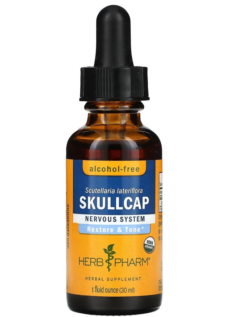 HERB PHARM Organic Skullcap Liquid Extract for Nervous System Support, 1 Fl Oz