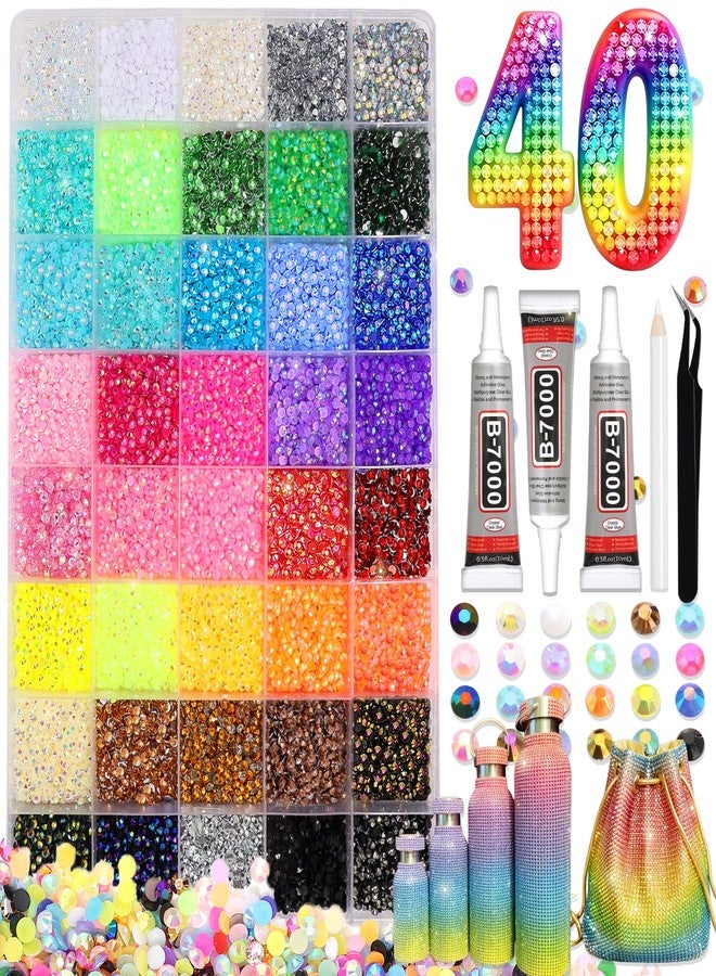 BELICEY Resin Bedazzling Kit 3MM AB Color Flatback Jelly Rhinestones for Bedazzling 40 Brids Diamond Art Crystals Bedazzling Gem for DIY Craft Clothing Nails Makeup with Tweezers Pen - Image 1