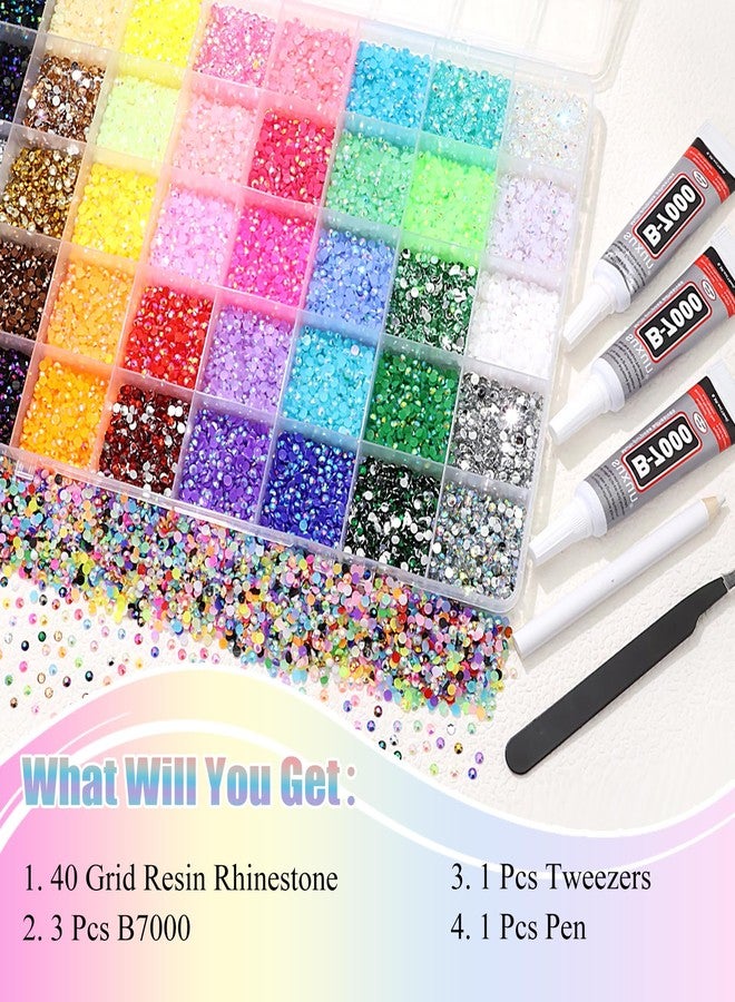 BELICEY Resin Bedazzling Kit 3MM AB Color Flatback Jelly Rhinestones for Bedazzling 40 Brids Diamond Art Crystals Bedazzling Gem for DIY Craft Clothing Nails Makeup with Tweezers Pen - Image 4