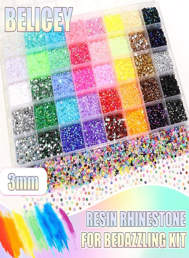 BELICEY Resin Bedazzling Kit 3MM AB Color Flatback Jelly Rhinestones for Bedazzling 40 Brids Diamond Art Crystals Bedazzling Gem for DIY Craft Clothing Nails Makeup with Tweezers Pen - Image 2