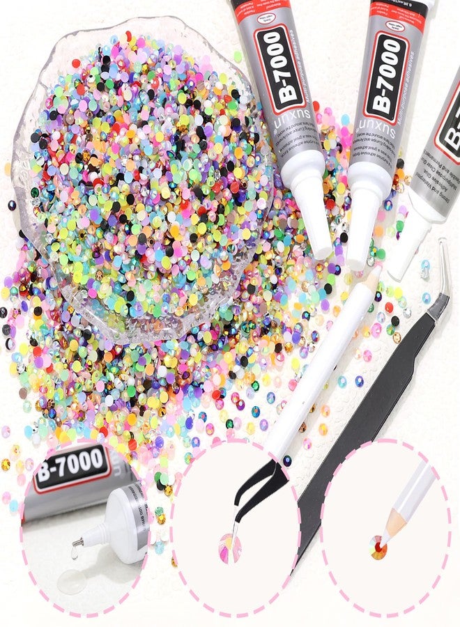 BELICEY Resin Bedazzling Kit 3MM AB Color Flatback Jelly Rhinestones for Bedazzling 40 Brids Diamond Art Crystals Bedazzling Gem for DIY Craft Clothing Nails Makeup with Tweezers Pen - Image 5