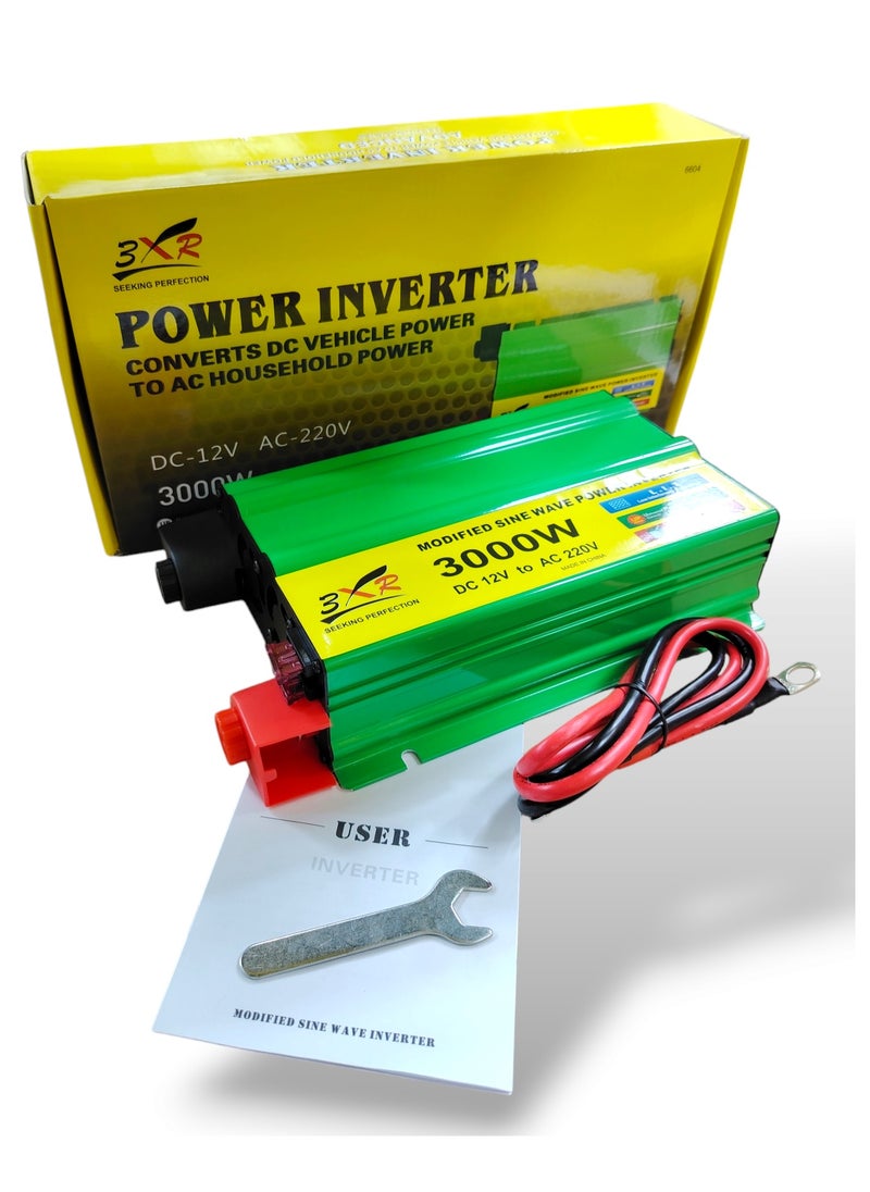 3 اكس ار انفرتر سيارة 3000 وات مزود بـ 3 كابلات / usb / موصل  - Image 1