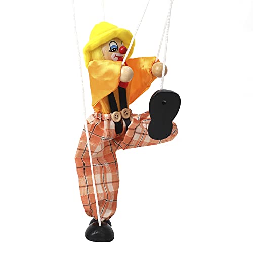 MioCloth Fun Wooden Clown Marionette Pull String Puppet Vintage Decor for Family Men Women Pretend Play Puppetry Party - Image 4