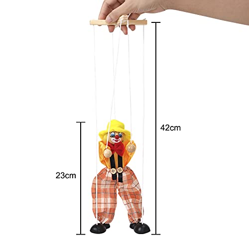 MioCloth Fun Wooden Clown Marionette Pull String Puppet Vintage Decor for Family Men Women Pretend Play Puppetry Party - Image 2
