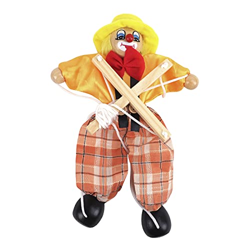 MioCloth Fun Wooden Clown Marionette Pull String Puppet Vintage Decor for Family Men Women Pretend Play Puppetry Party - Image 3