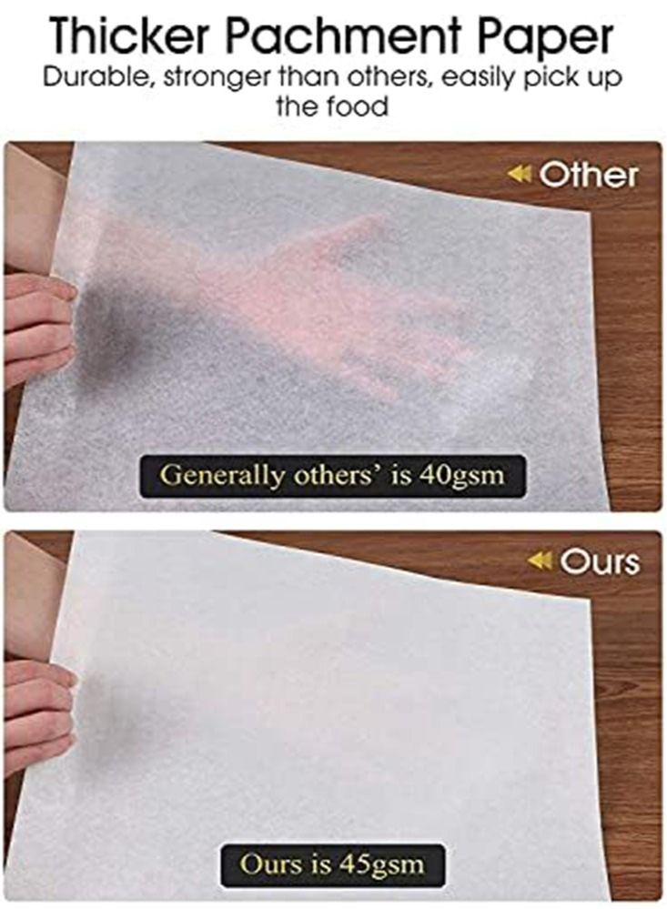 Perfii 500PCS Thickened Parchment Paper for Cooking, Baking, Grilling Air Frying Steaming and BBQ Non Stick Liners Sheets with Anti-Scorch and Waterproof Properties Ideal for Bread Cupcakes (12x16 in) - Image 2