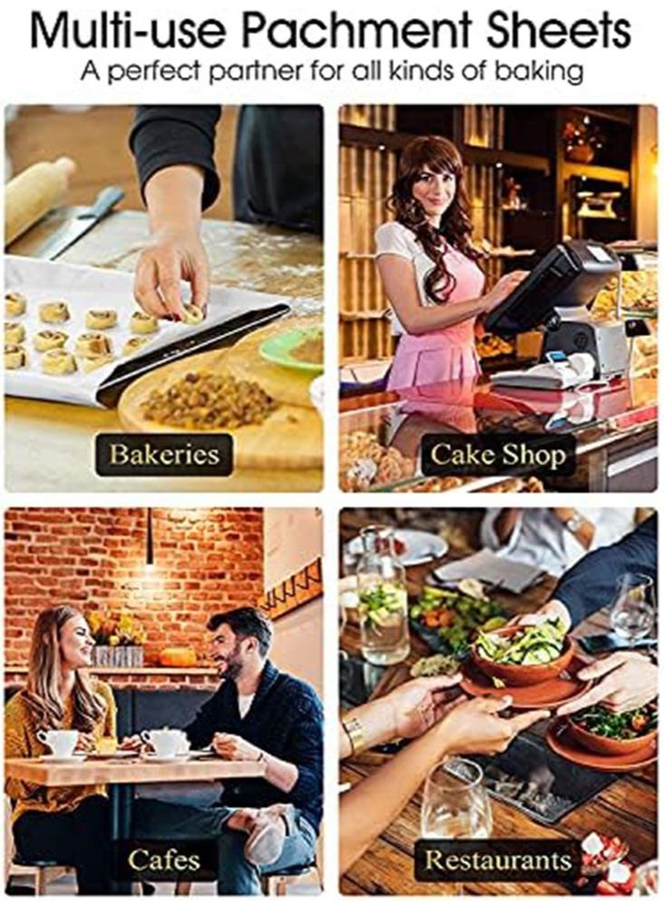 Perfii 500PCS Thickened Parchment Paper for Cooking, Baking, Grilling Air Frying Steaming and BBQ Non Stick Liners Sheets with Anti-Scorch and Waterproof Properties Ideal for Bread Cupcakes (12x16 in) - Image 4