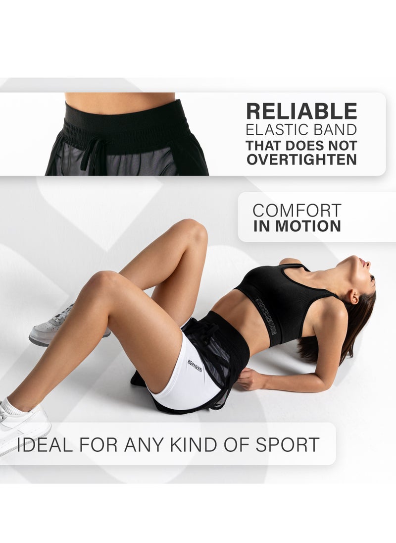 Bernessi 2 in 1 Sports Shorts for Women with High Waisted, Gym Athletic Double Shorts for Women with Pocket Sizes XS S M, Biker Shorts Casual Running Workout Biker Tennis  - Image 3