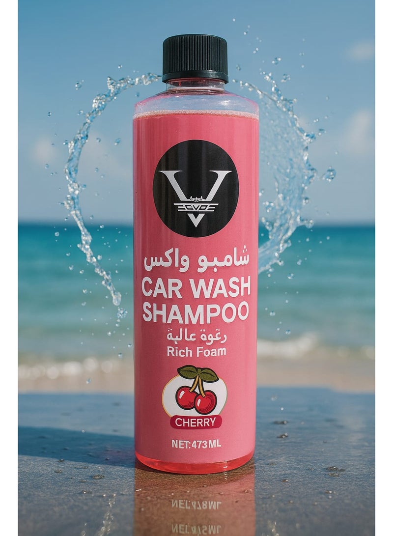 إيفو شامبو غسيل السيارات مع شمع – رغوة غنية برائحة الكرز 473 مل
