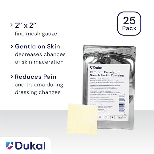 Dukal 214 Xeroform Petrolatum Gauze, Sterile, 2" W x 2" L 25 Count (Pack of 1) - Image 4