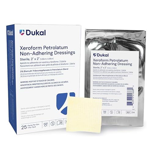 Dukal 214 Xeroform Petrolatum Gauze, Sterile, 2" W x 2" L 25 Count (Pack of 1) - Image 1