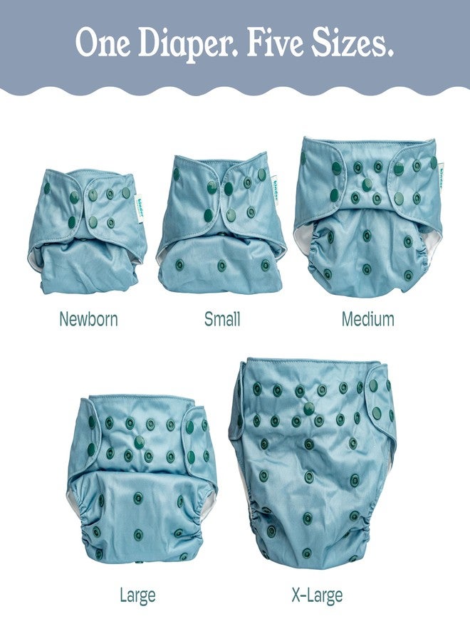 Kinder Cloth Diapers Reusable Baby Diapers Pocket Style Athletic Wicking Jersey, Bamboo Viscose Inserts, Wet Bag, Newborn to Potty Training 7-60lbs, One Size (Coastal Calm, 10 Pack, with Inserts) - Image 3