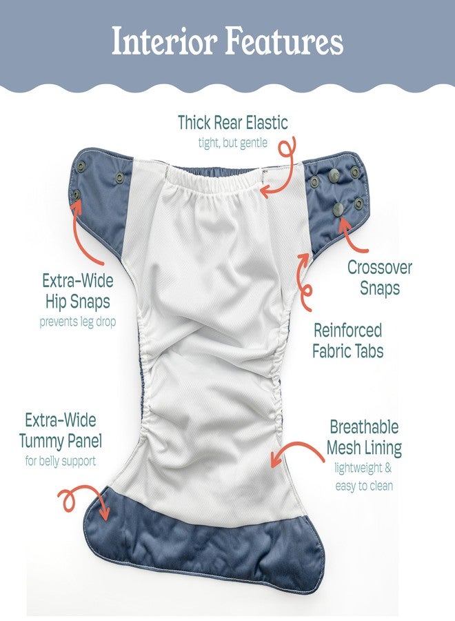 Kinder Cloth Diapers Reusable Baby Diapers Pocket Style Athletic Wicking Jersey, Bamboo Viscose Inserts, Wet Bag, Newborn to Potty Training 7-60lbs, One Size (Coastal Calm, 10 Pack, with Inserts) - Image 2