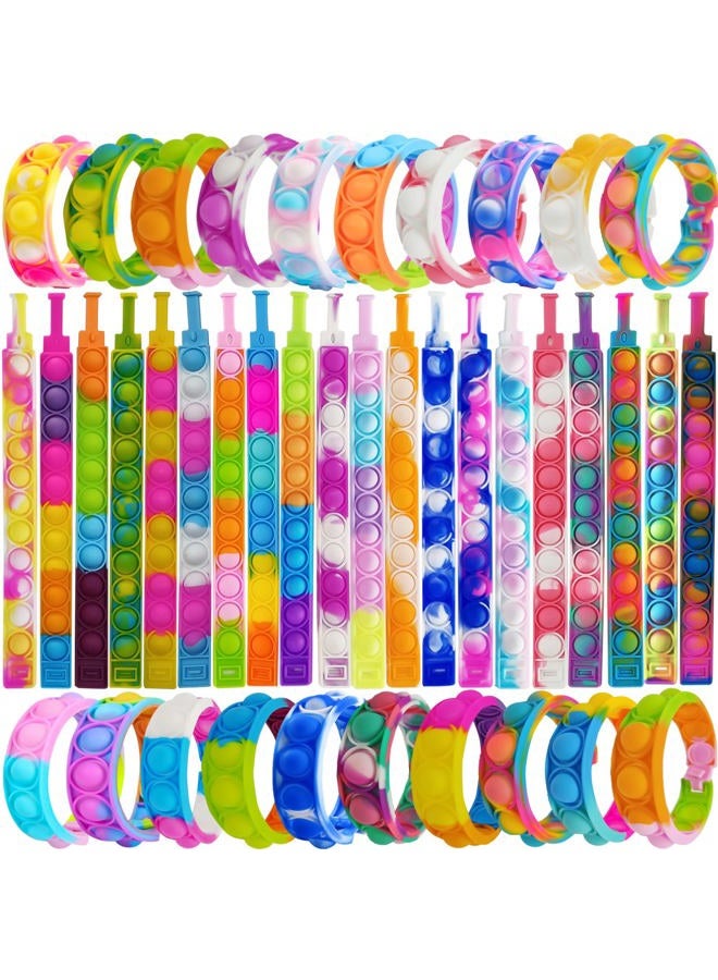 IERKEIE 60 Pcs Pop Bracelet Bubble Fidget Toys for Party Favors, Hand Finger Silicone Wristband Bulk for Student Classroom Prize, Goodie Bag Fillers Easter Egg Basket Stuffers Christmas Valentine Gift for Kid - Image 1