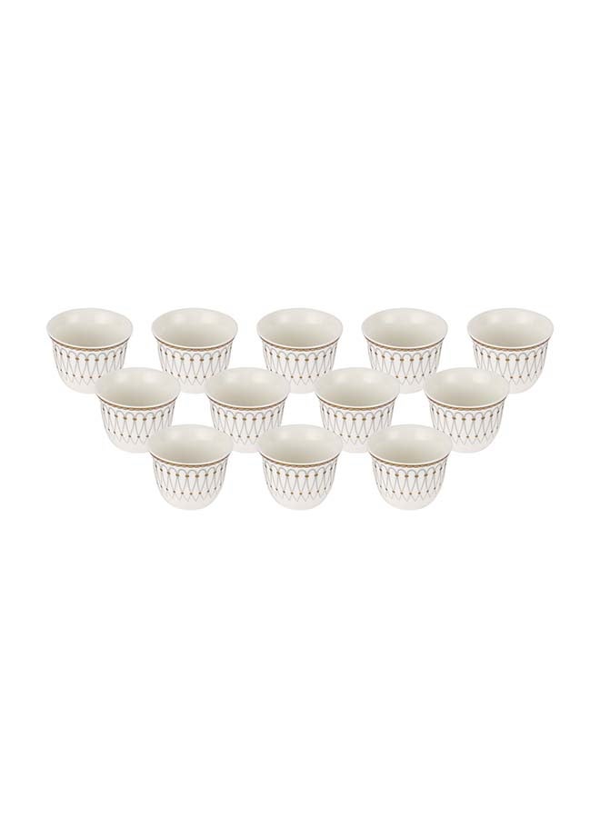 Royalford 12 Piece Bone China Cawa Cup Set- RF12115/ 80 ml Capacity, Heat-Resistant, Scratch-Resistant, Perfect for Serving Traditional Drink, Arabic Coffee Multicolor - Image 2