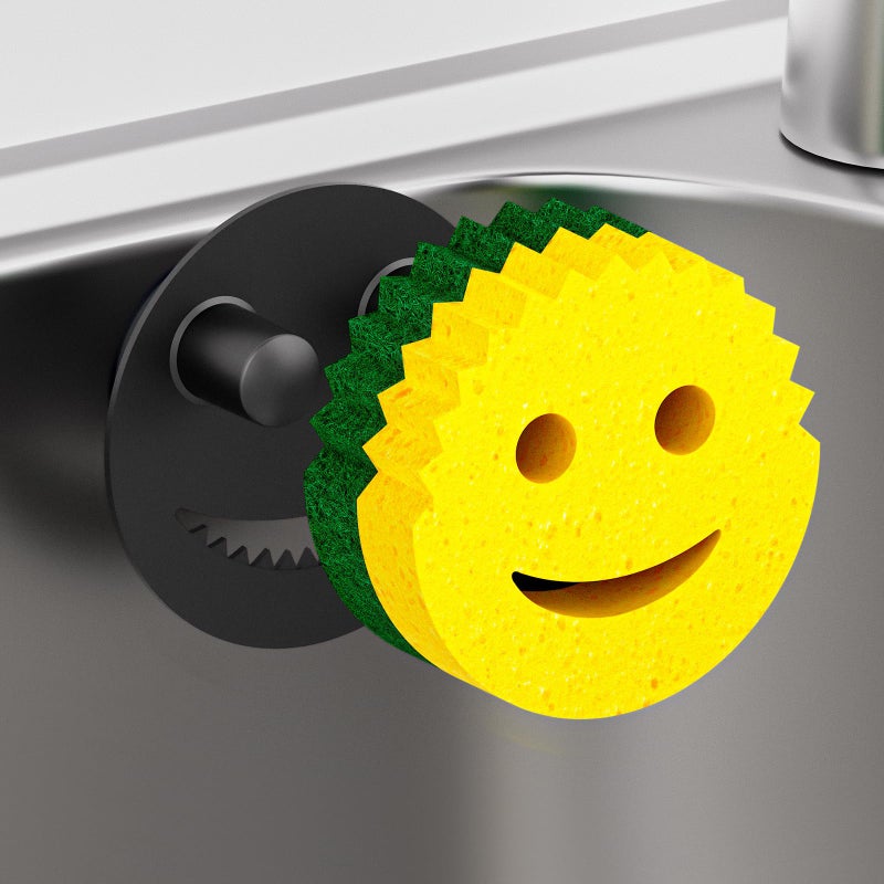 Kontoyo Sponge Holder for Kitchen Sink,Sink Caddy Organizer with Suction Cup Installation for Kitchen/Bathroom, Self Draining,Sponge Caddy for Holding Smiley Sponges-Black - Image 1