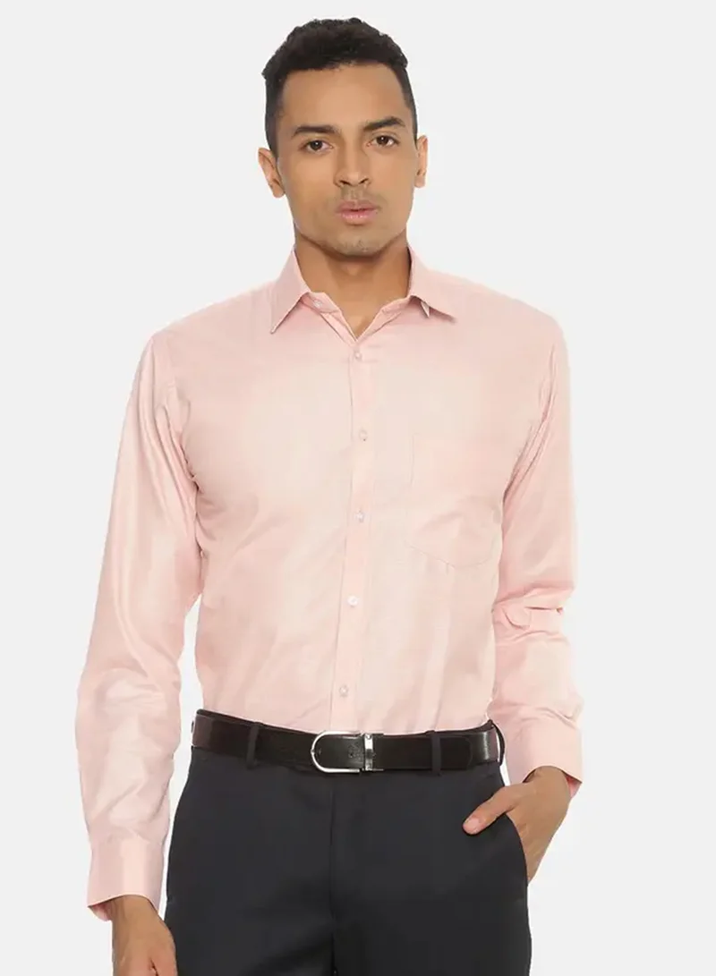 Campus Sutra Men's Pastel Pink Solid Regular Shirt