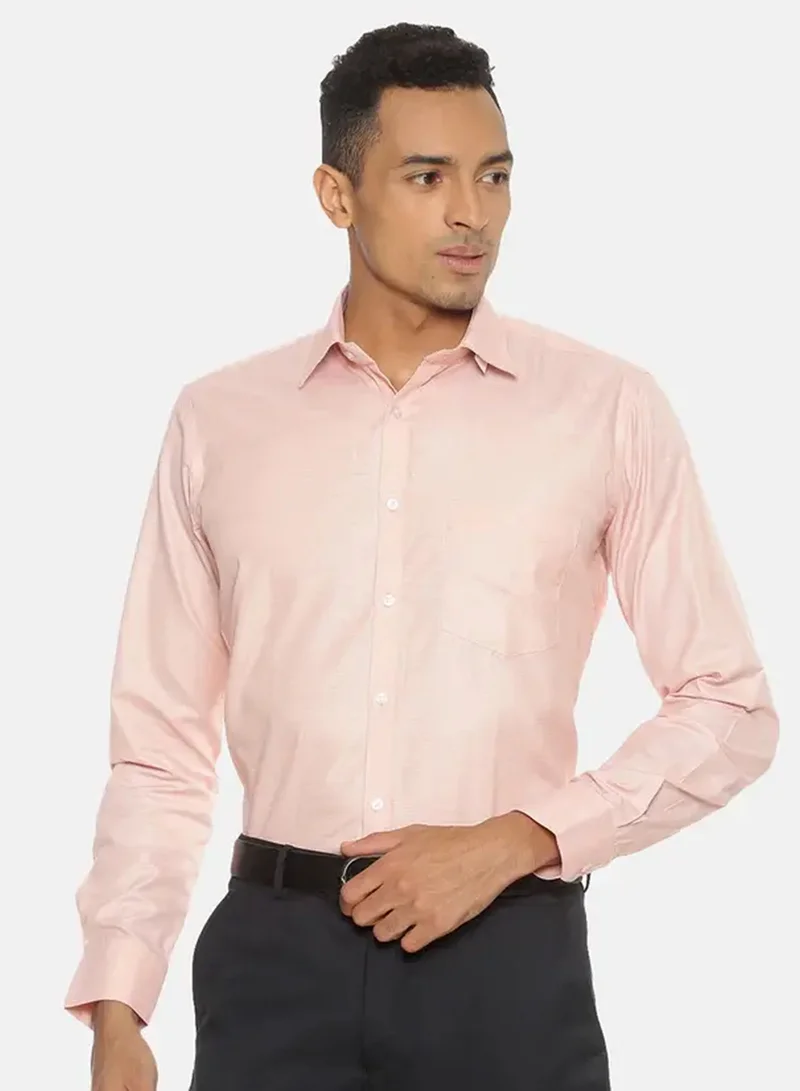 Campus Sutra Men's Pastel Pink Solid Regular Shirt