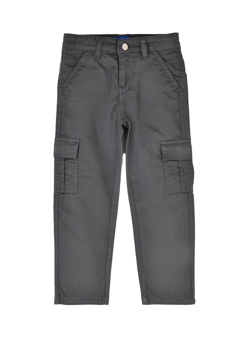 JAM - Boys Cargo Pants with Side Pockets - Charcoal Grey - Image 1