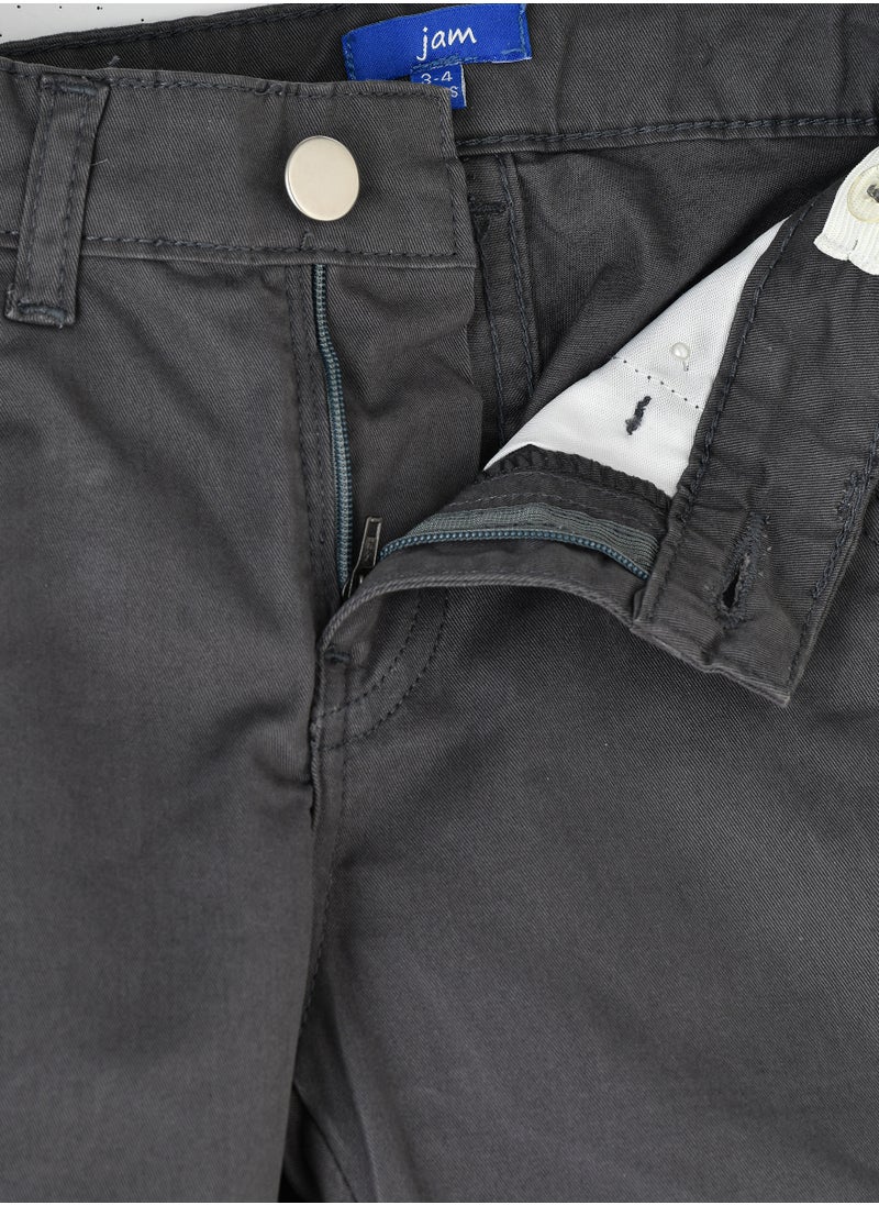 JAM - Boys Cargo Pants with Side Pockets - Charcoal Grey - Image 1