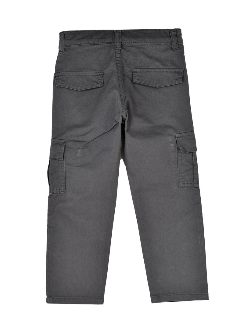 JAM - Boys Cargo Pants with Side Pockets - Charcoal Grey - Image 1