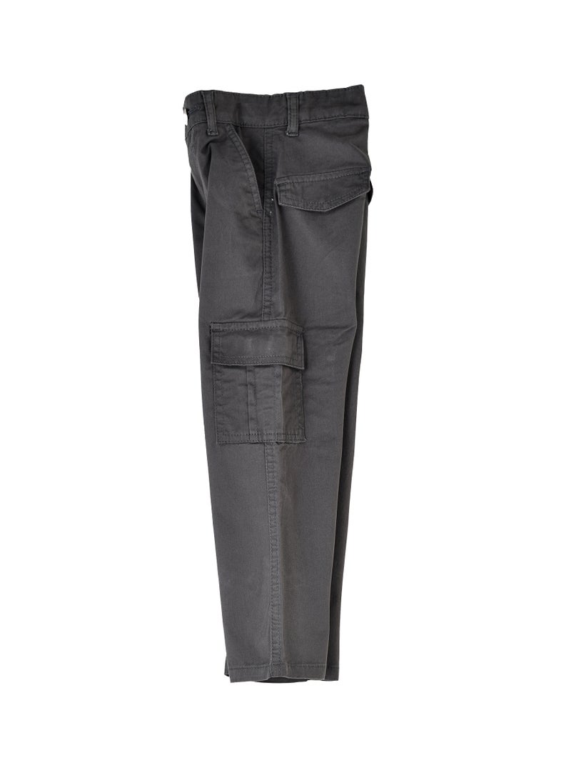 JAM - Boys Cargo Pants with Side Pockets - Charcoal Grey - Image 1