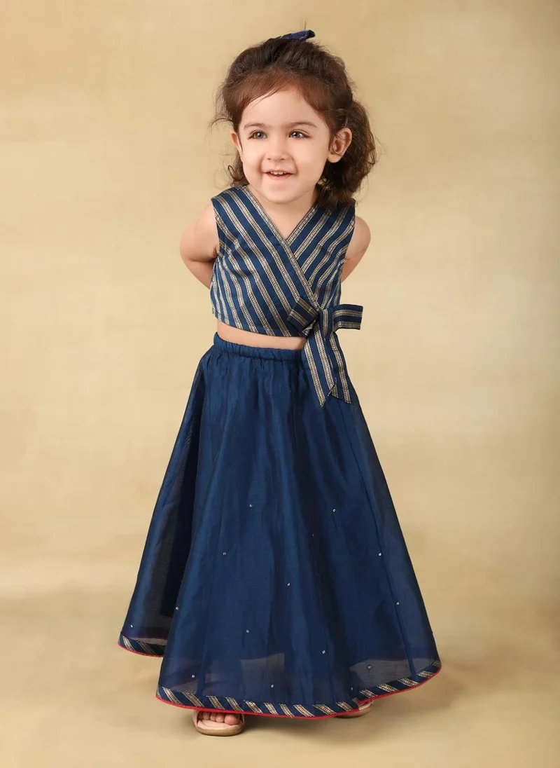 Fabindia Navy Cotton Silk Blend Woven 2Pc Lehenga Set