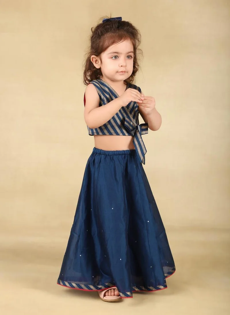 Fabindia Navy Cotton Silk Blend Woven 2Pc Lehenga Set