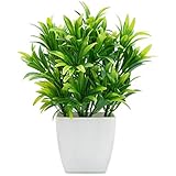 OFFIDIX Faux Plants Mini Potted Plastic Fake Green Plant Artificial Plants Aloe with White Square Pots for Home Decor - Image 1