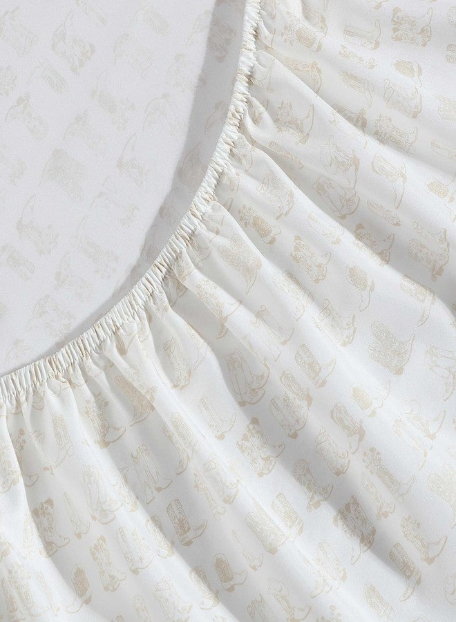 رانجلر طقم ملاءات سرير من رانجلر - مقاس كوين، مفروشات فائقة النعومة ومقاومة للتجاعيد لتوفير الراحة على مدار العام، جيوب عميقة، ملاءات سرير مع ملاءة مثبتة وأغطية وسائد متناسقة (لون بيج لاين دانس) - Image 3