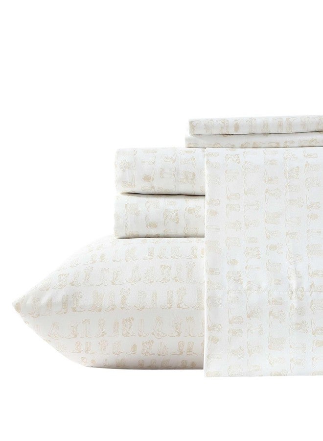 رانجلر طقم ملاءات سرير من رانجلر - مقاس كوين، مفروشات فائقة النعومة ومقاومة للتجاعيد لتوفير الراحة على مدار العام، جيوب عميقة، ملاءات سرير مع ملاءة مثبتة وأغطية وسائد متناسقة (لون بيج لاين دانس) - Image 2