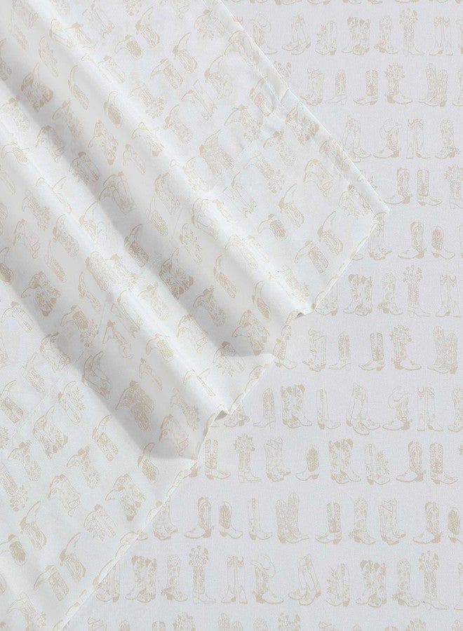 رانجلر طقم ملاءات سرير من رانجلر - مقاس كوين، مفروشات فائقة النعومة ومقاومة للتجاعيد لتوفير الراحة على مدار العام، جيوب عميقة، ملاءات سرير مع ملاءة مثبتة وأغطية وسائد متناسقة (لون بيج لاين دانس) - Image 4