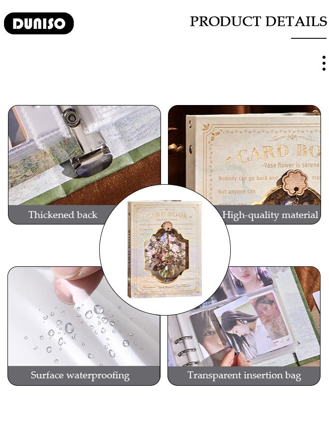 DUNISO A5 Photocard Binder Album, 3d Hollow-Out Vintage Adjustable 6-Ring Albums,Photocard Collect Book, Refillable Photo Card Collectible Book 6 Rings 4-Pocket Card Protector - Image 5